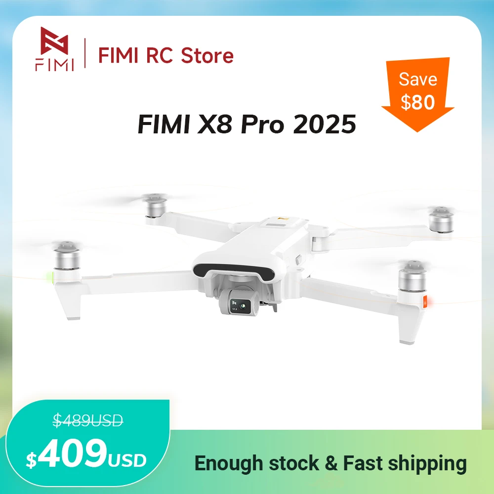 

FIMI X8 Pro 2025 Камера дрон 1/1,3 дюйма 48 МП CMOS, 4K 60fps, профессиональный, диапазон передачи 20 км, 3-осевой подвес, видео AI Super Night, интеллектуальное GPS отслеживание, доступно в магазине FIMI RC взрослых