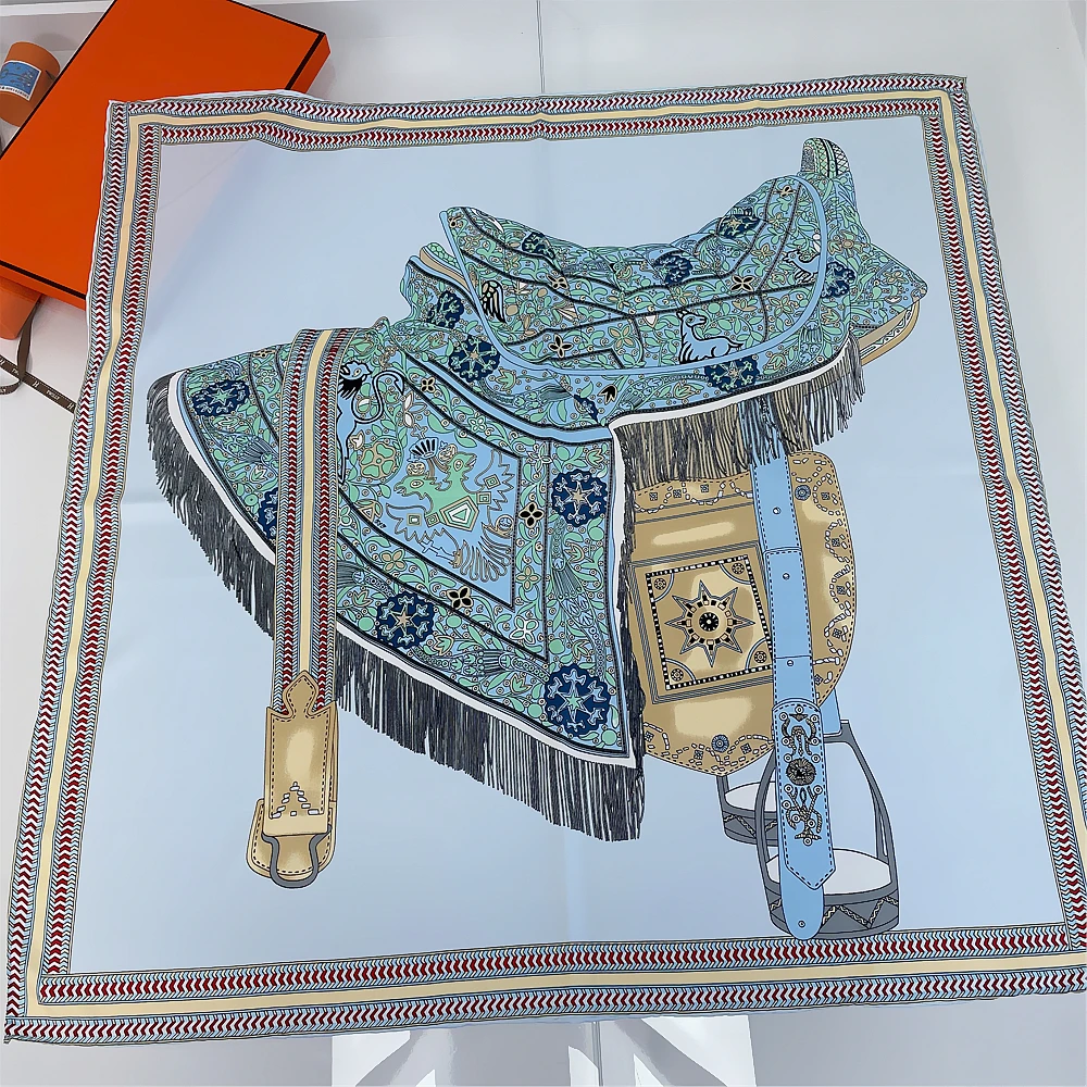 

Manual Hand Rolled Twill Silk Scarf Women Prairie Saddle Square Scarves Echarpes Foulards Femme Wrap Bandana Hijab 90CM