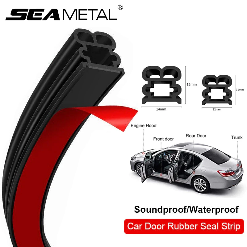 SEAMETAL Car Door Rubber Seal Strip Double-Layer Weather Strip Auto Door/Hood/Trunk Styling Protector Anti Scratch Sealing Strip