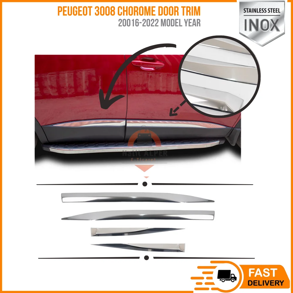 For Peugeot 3008 Chrome Door Trim Sill Stainless Steel Chrome Auto Accessories 2016 - 2022 models, Fast delivery High Quality