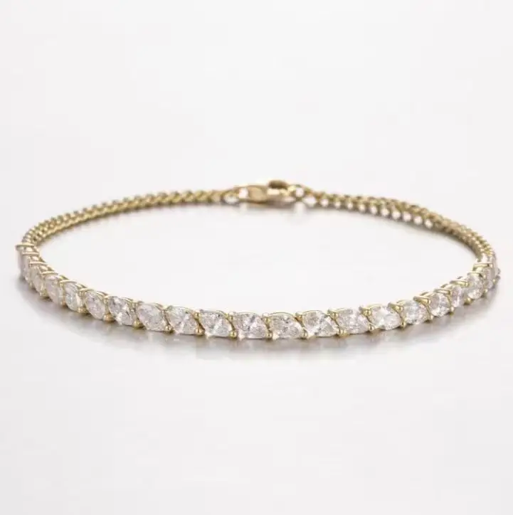 14K Gold Glamour Tennis Bracelet, 2.98g, 2.2ct-21pcs CVD Lab‑Grown Brilliant Cut Diamond, NGTC Certified, Wholesale