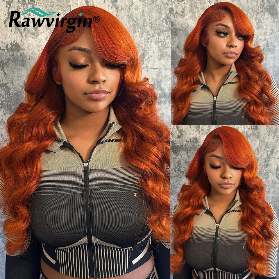 Ginger Orange 13x4 Lace Front Wigs For Women Body Wave Wig Human Hair Wigs Ginger Colored Transparent Lace 180%