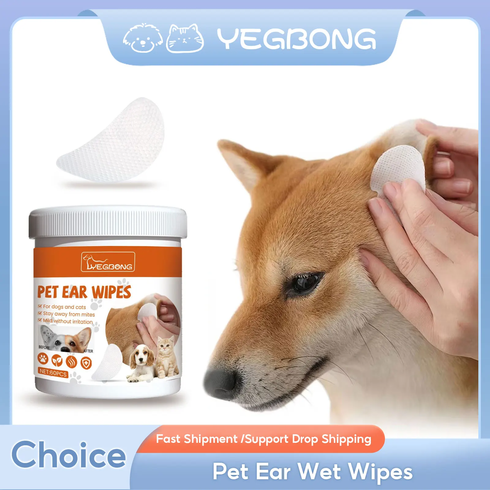 

Pet Ear Wet Wipes Remove Ear Dirts Odor Earwax Clean Mite Treatment Relieve Itching Against Infection Dogs Ear Cleaning Paper