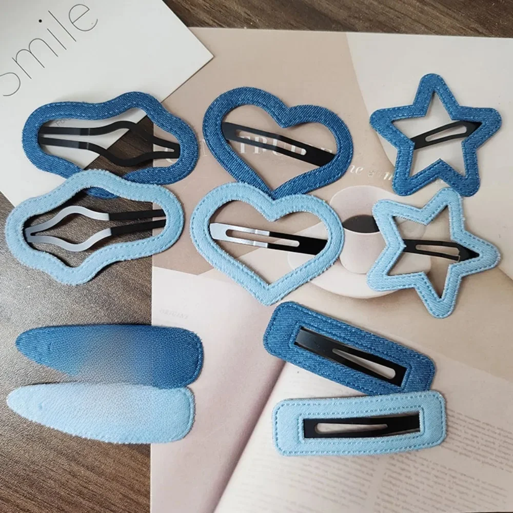2szt Hot Fashion Denim Heart Star BB Spinki do włosów dla kobiet Dziewczyny Dziecko Prezent Akcesoria do włosów Nakrycia głowy Ozdoba — zdjęcie 2
