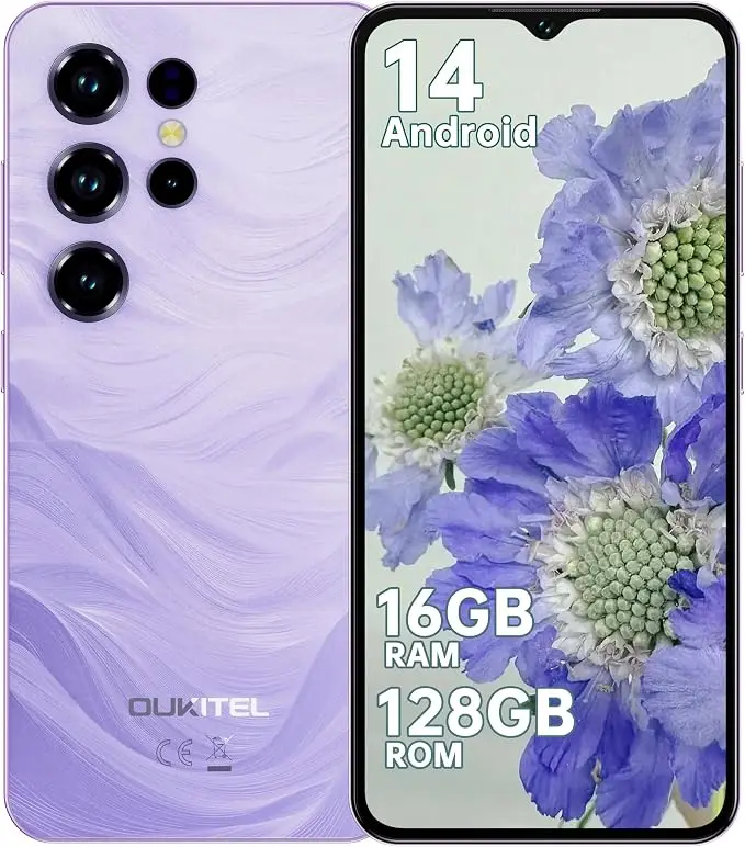 OUKITEL C2 Entsperrtes Handy 2025 – 6,52 Zoll Display Smartphone, 16GB (4+12)+128GB/1TB, 5000mAh Akku, 13MP Kamera, 4G Dual-SIM Mobiltelefon Android 14, 3,5mm Klinke/Face ID/BT5.0/95 dB Lautsprecher,