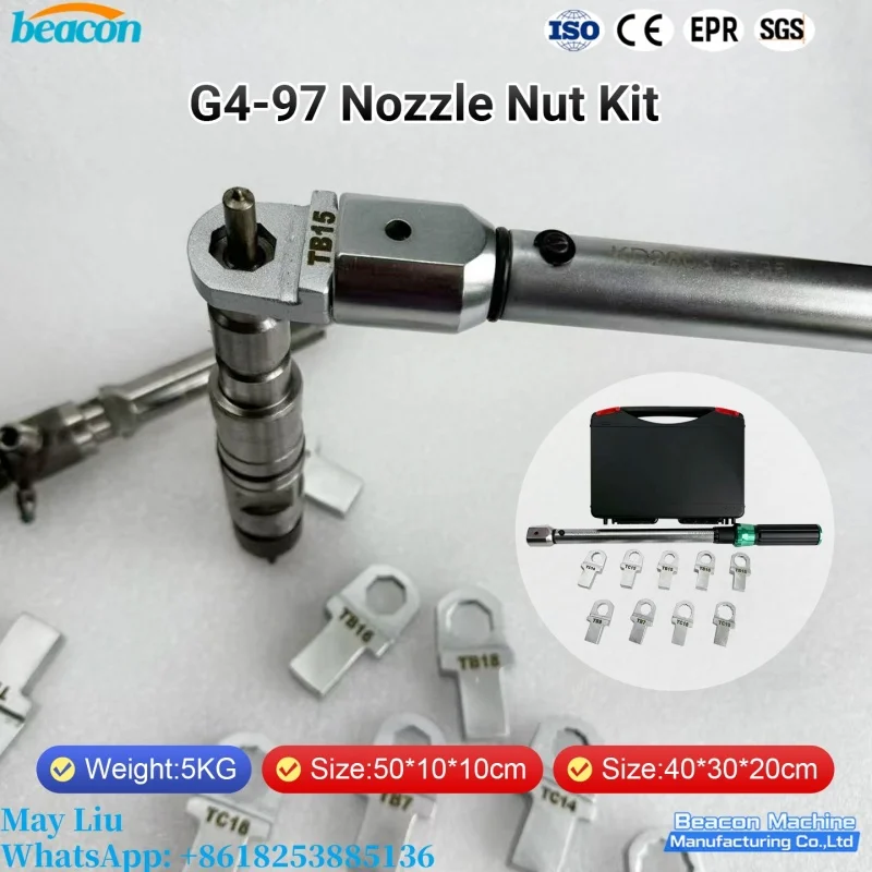 Multifunctional Fuel Injector Nozzle Torque Wrench with Interchangeable Head Connectors Square Adapters G4-97