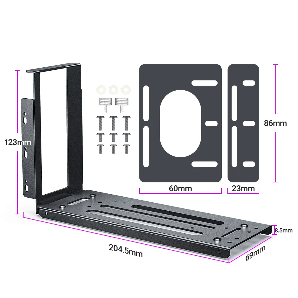 Vertical GPU Mount Bracket 2Slots Graphics Card Holder with Hardware eGPU Dock External GPU Docking Station Black with Screw Kit