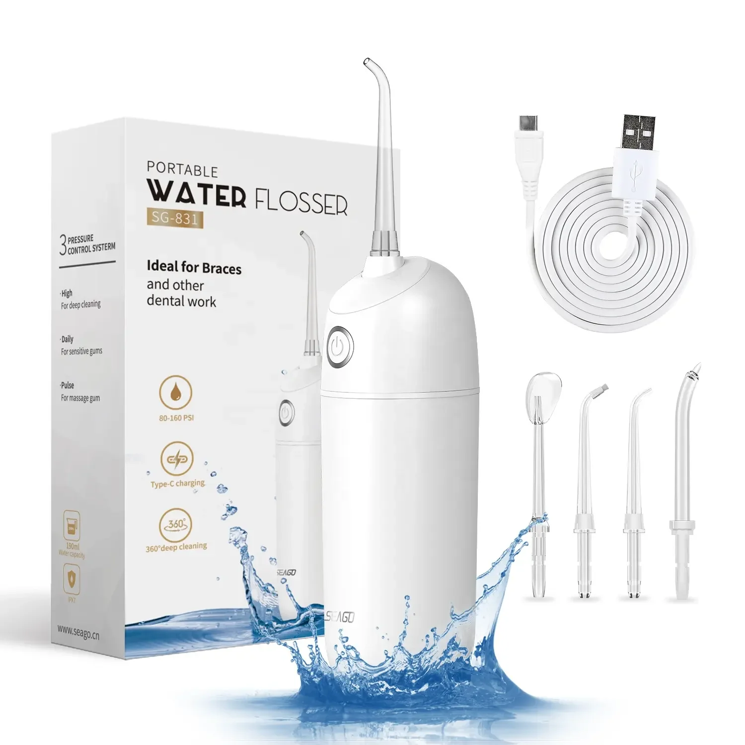 Seago SG-831 Portable Electric Dental Care Oral Irrigator Water Flosser Teeth Cleaning With 3 Modes