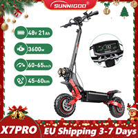 SUNNIGOO X7 Dual Motor Electric Scooter 3600W 48V Strong Powerful 65km/h Escooter 11 Inch Off Road Foldable Electric Scooter