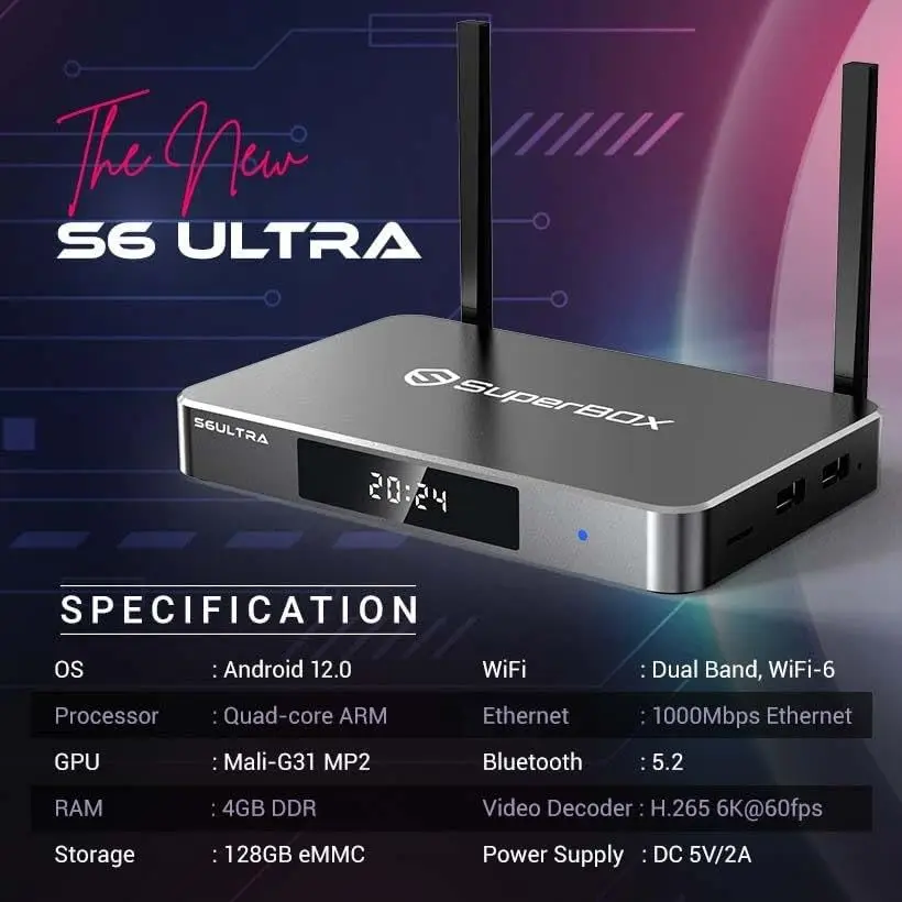 VENTAS DE FIN DE AÑO PARA COMPRE 2 OBTENGA 1 GRATIS SUPERBOX S6 ULTRA Media Player con control remoto por voz Bluetooth