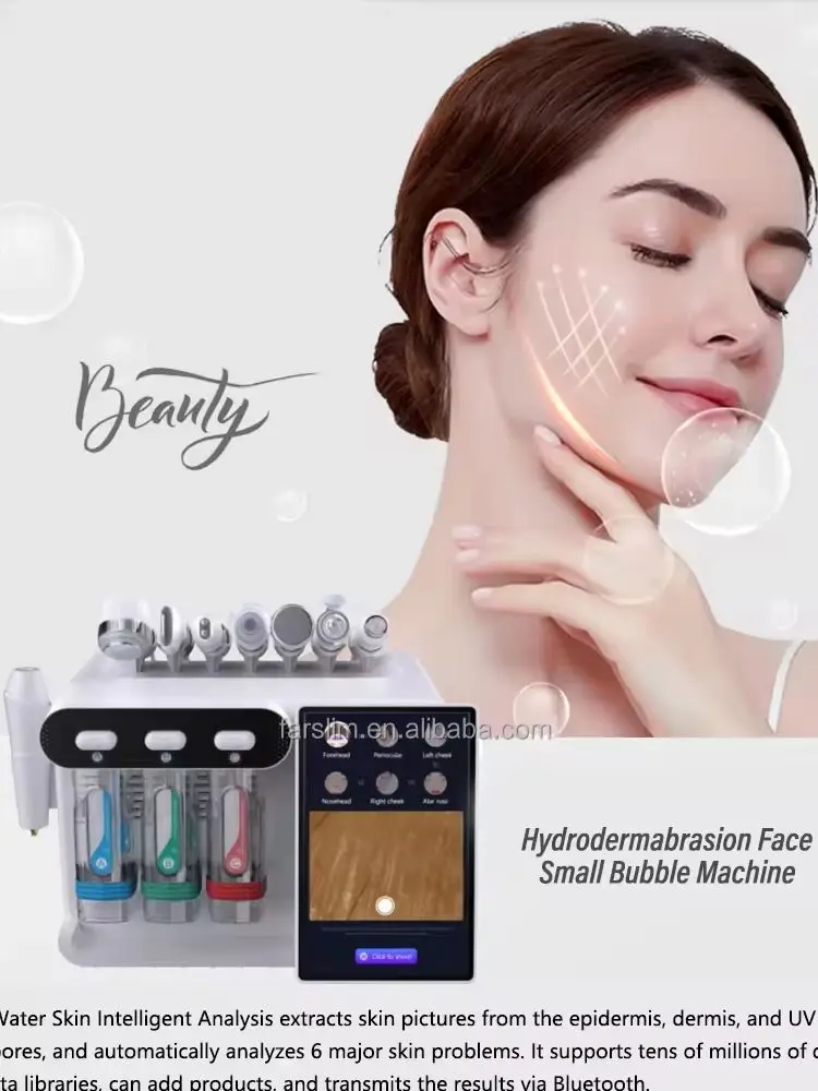 HOT 8 in 1 Korean Skin Care Oxygen Hydro H2O2 Water Bubble Jet Peel Machine With AI Skin Analysis