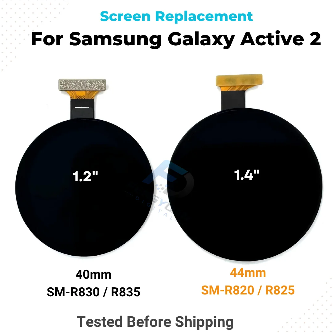 For Samsung Galaxy Watch Active 2 40mm SM-R830 R835, 44mm SM-R820 R825 LCD Screen Replacement Touch Display Digitizer