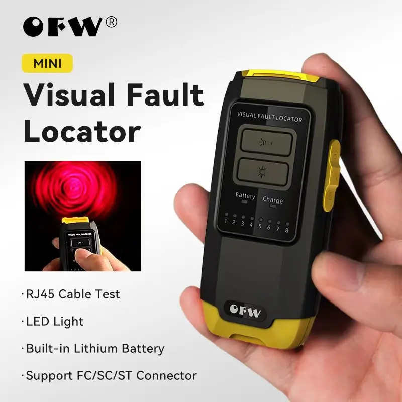 OFW Mini Visual Fault Locator Optic Fiber Cable Tester FC/SC/ST Connector RJ45 Cable Test Optical Red Laser VFL