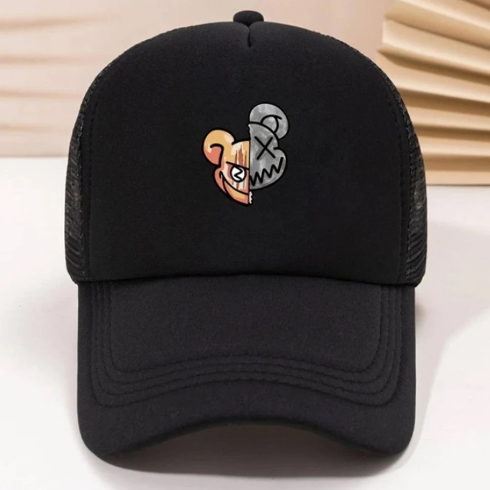 1pc Unisex regulowana nakładka baseballówka w stylu Casual wzór niedźwiedzia na zewnątrz, outdoorowa z daszkiem czapka typu Trucker rekreacyjne