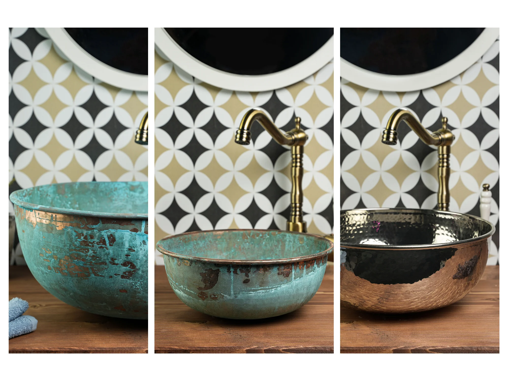 Solid Copper Green Patina Sink Bathroom| Handmade Copper Sink Kitchen Bowl