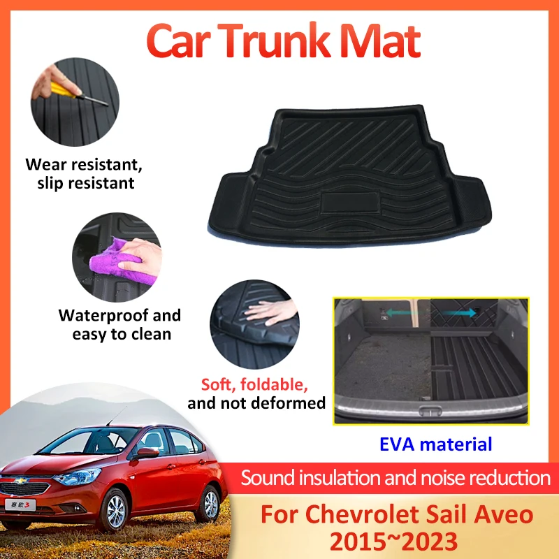 

For Chevrolet Sail Aveo 2018 2020 2021 2015~2023 Rear Trunk Protector Pad Floor Tray Liner Cargo Boot Carpet Car Accessories