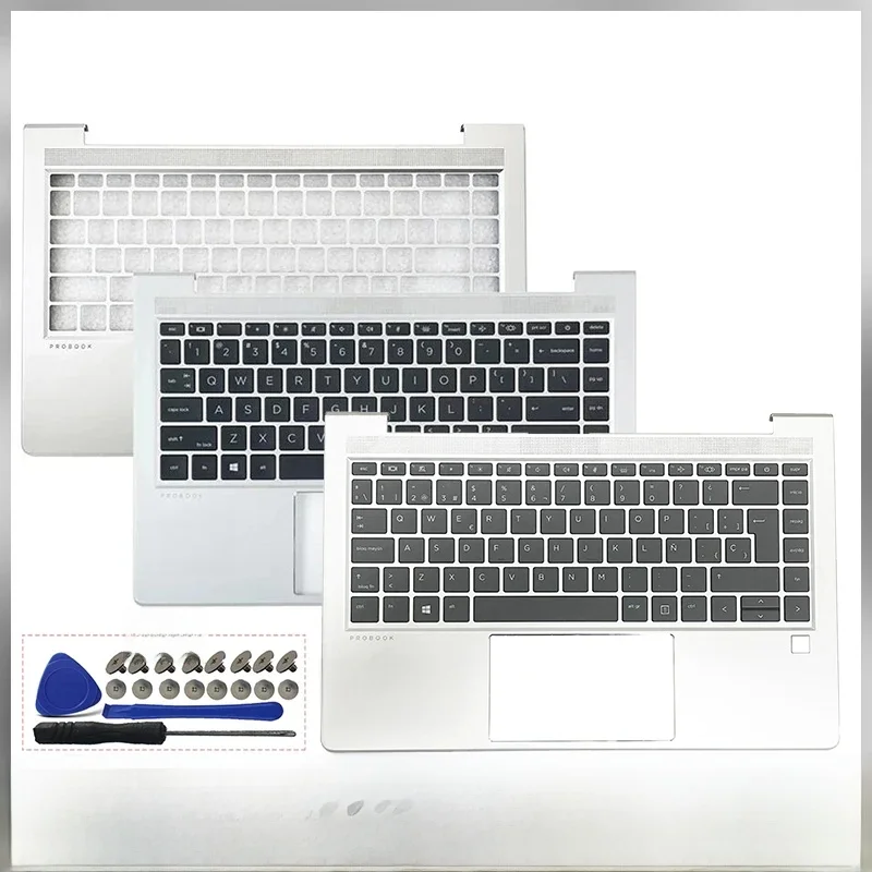 Oryginalna nowa amerykańska klawiatura łacińska/hiszpańska do HP Probook 440 G8 440 G9 445R Zhan66 14 G4 G5 X8Q Górna pokrywa podpórki pod nadgarstki Podświetlana obudowa — zdjęcie produktu 7