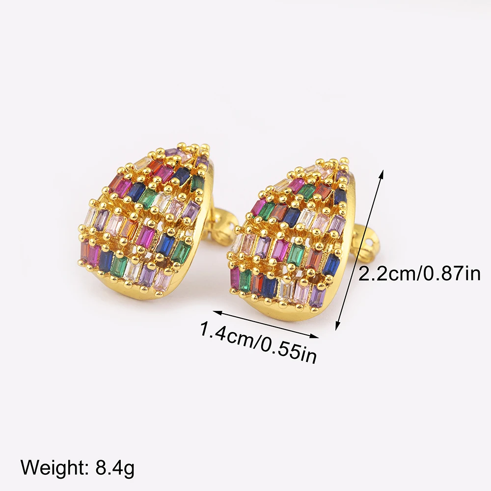 Nidin Classic New Design Waterdrop Shape Pave White/Colorful Zircon Stud Earrings For Women Light Luxury Ear Jewelry Accessories
