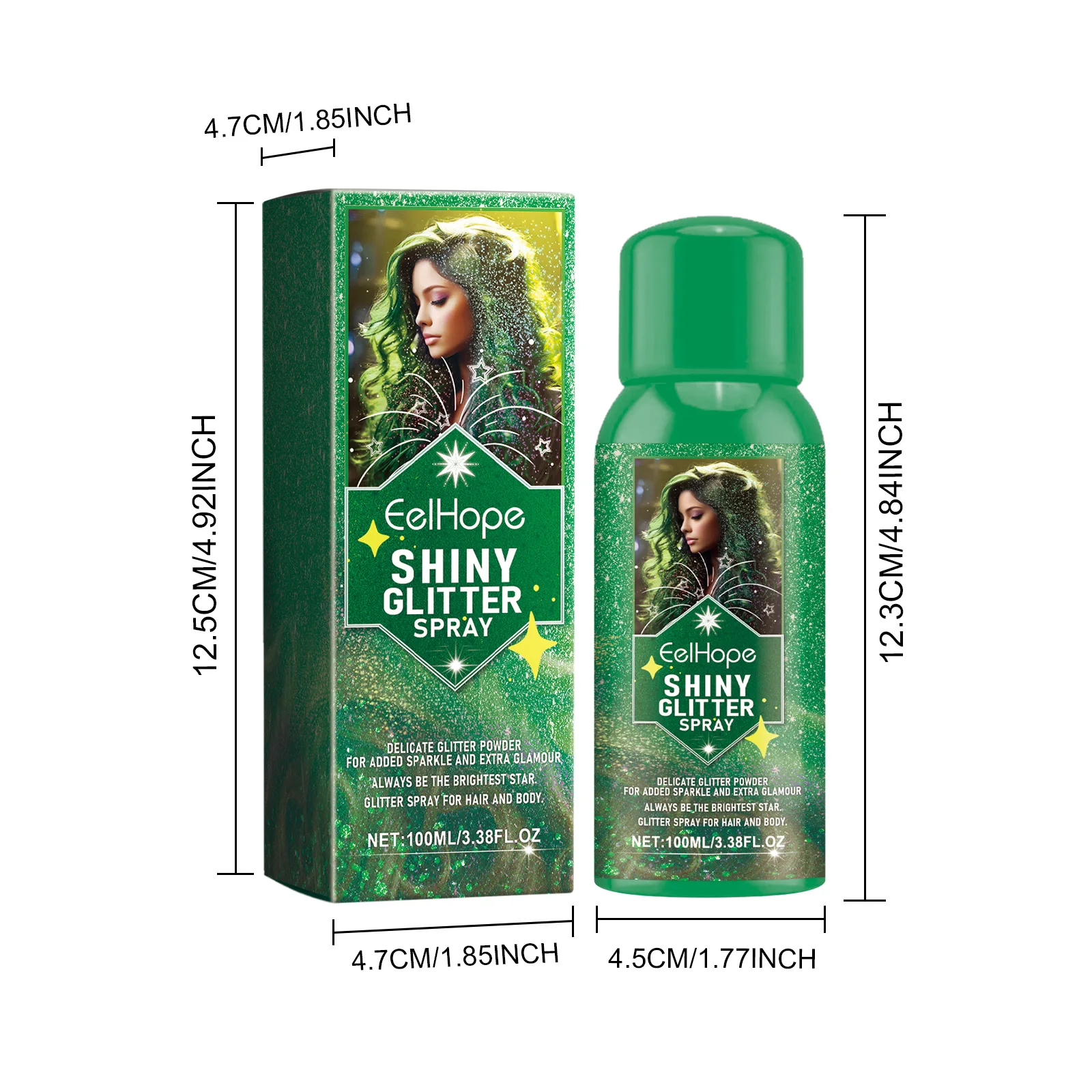 EELHOPE Colorful Body Glitter Spray Lasting Shiny Skin-friendly Non-irritating Smoothing Charming Sprakling Glitter Spray