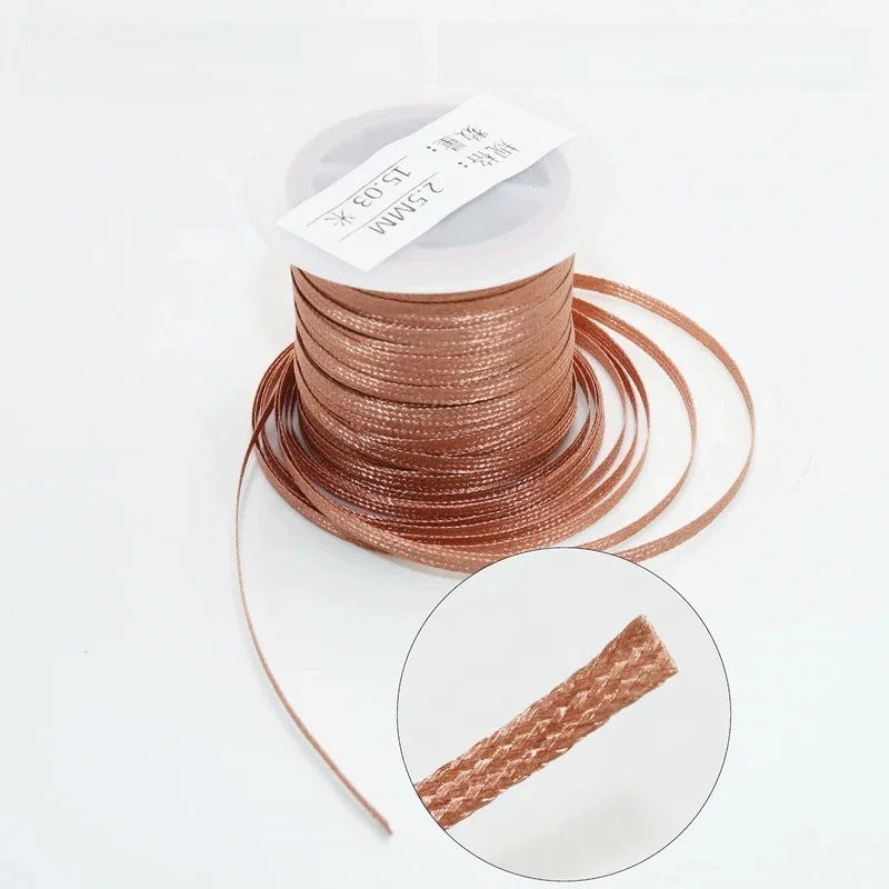 Długość 15/8M Miedziany drut lutowniczy Mocny knot lutowniczy Drut siatkowy do rozlutowywania 2/2,5/3 mm do telefonu Komputer PCB Środek do usuwania cyny spawalniczej — zdjęcie 2