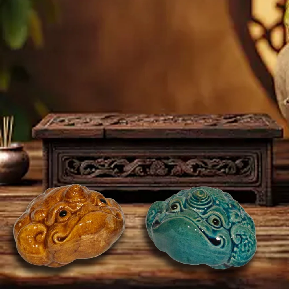 

Mini Golden Golden Toad Glass Tea Pet Cute Wealth Attracting Table Decoration Tea Table Top Adorable Kung Fu Tea Set Gift