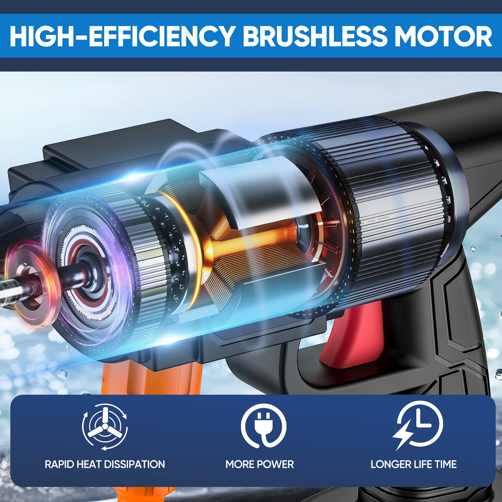 50Bar اللاسلكي ارتفاع ضغط رافعة غسل رذاذ مدفع المياه غسيل السيارات ضغط غسالة المياه لبطارية ماكيتا 21 فولت #2