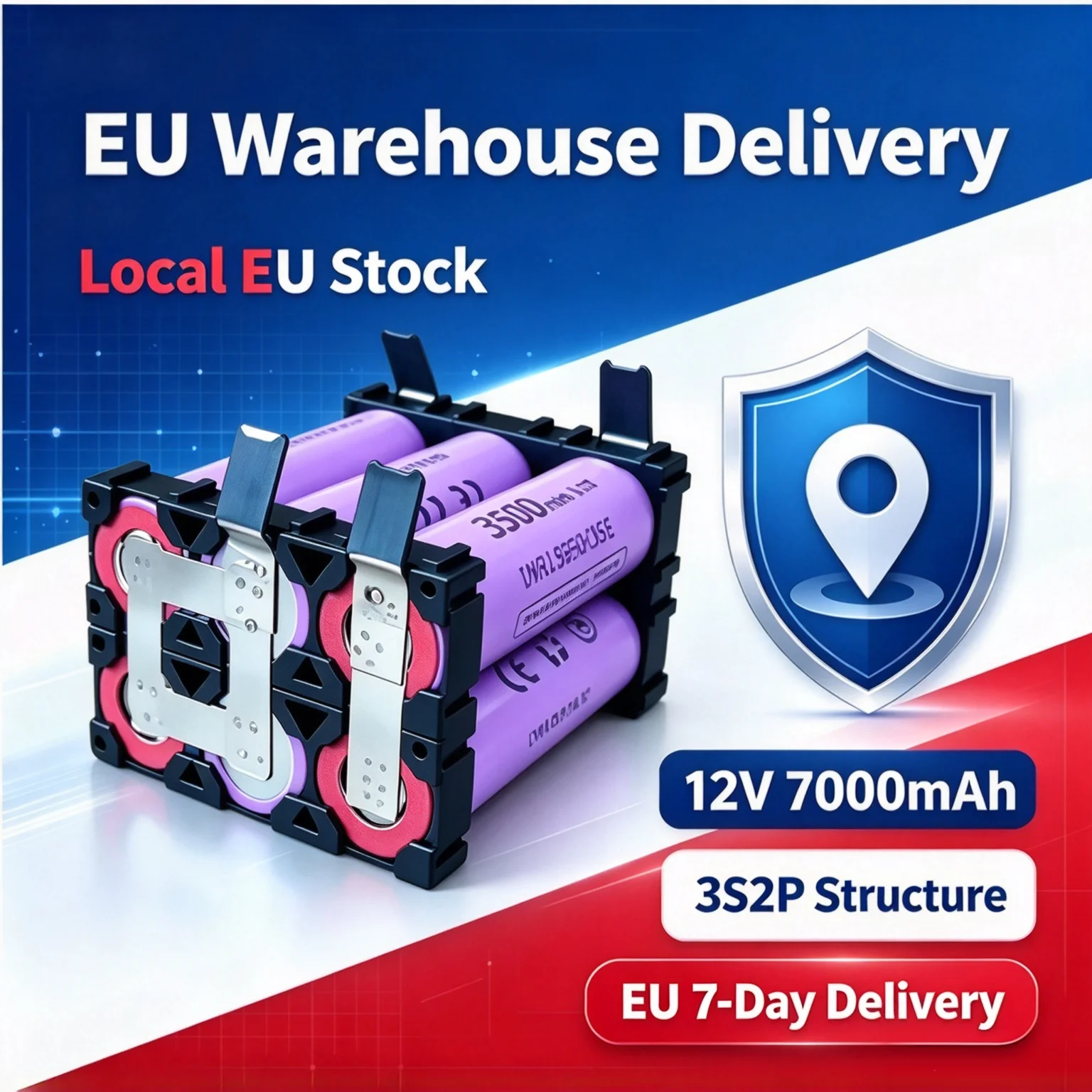 Pacco batteria 12V, modulo batteria 3S2P, batteria al litio 18650, batteria ricaricabile 7000mAh, pacco batteria agli ioni di litio, batteria per alimentazione fai-da-te, batteria per utensili
