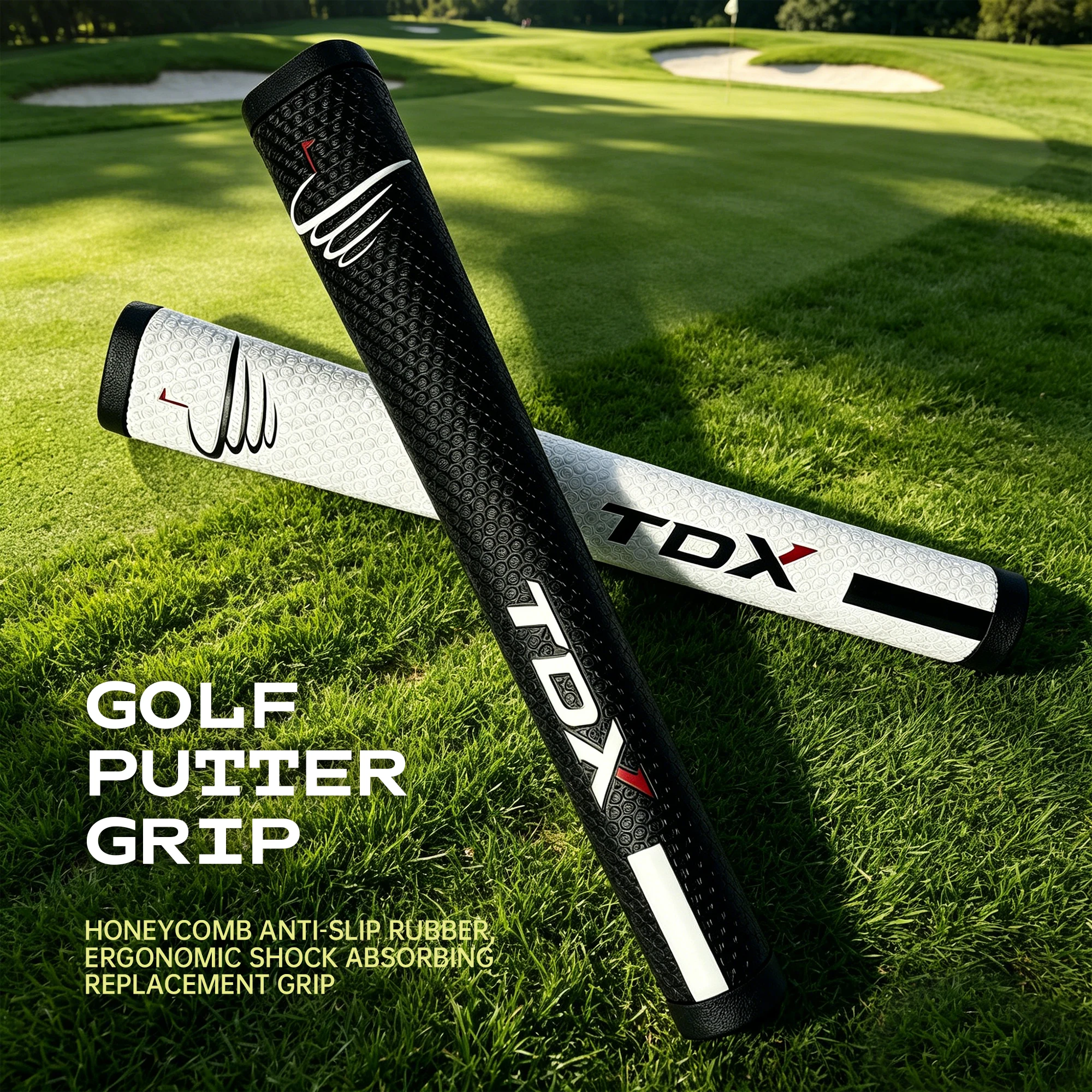 TDX Golf Putter Grip Pistol 2 Shape Honeycomb Anti-slip Rubber Shock Absorbing Replacement Golf Club Grips Black White Optional