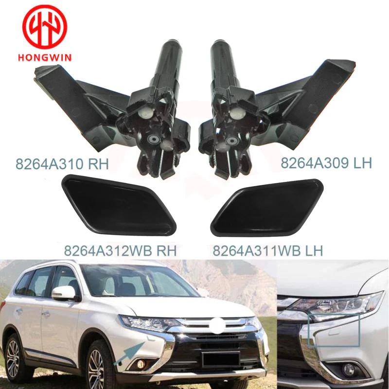 

For Mitsubishi Outlander 2016-2019 8264A309 LH 8264A310 RH Front Headlight Head Lamp Water Spayer Clenaing Jet or Cover Lid Cap