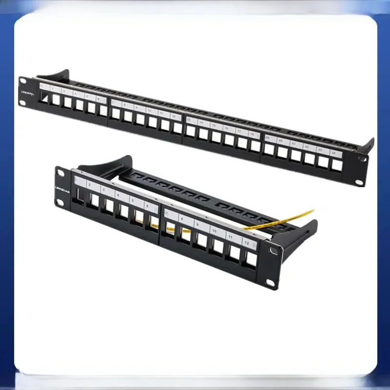 Ethernet 10 "12/24 Port Network RJ45 Patch Panel Rack Blank Mount Keystone Jack Cat5e Cat6 Cat6A RJ45 Łączniki Moduły Rozgałęźnik — zdjęcie 2