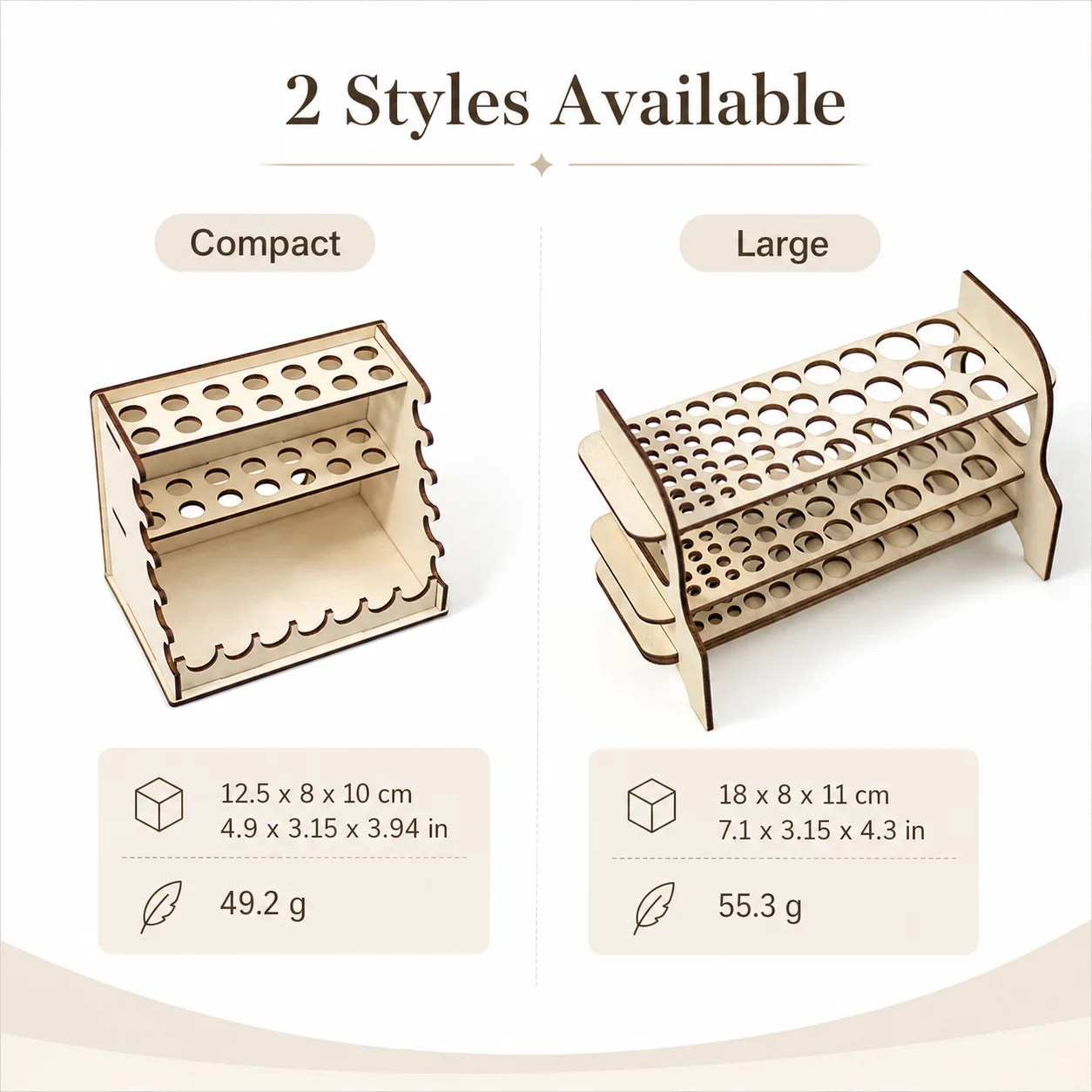 Wooden Multi Layer Craft Tool Organizer Storage Rack Two Sizes Compact Large Wave Edge Pen Brush Thread Spool Holder For Artist Painting Sewing DIY Craft Room Desk Space Saving Storage Caddy - view 8