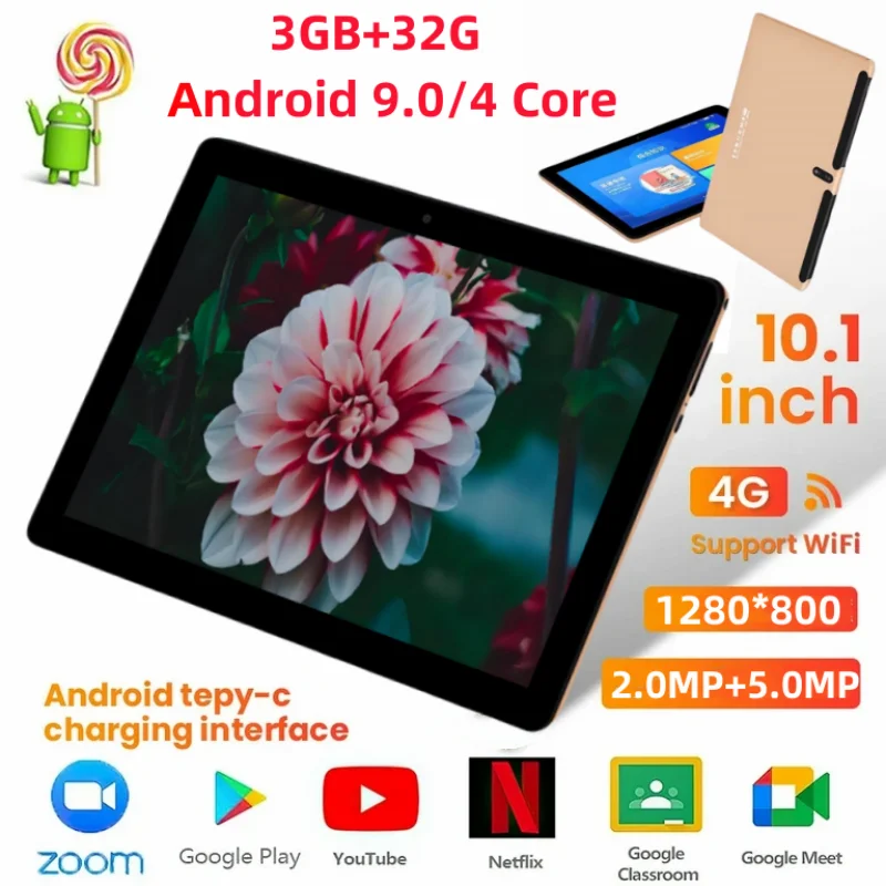 Newest 10.1 INCH T960 4G Phone Call DDR 3GB RAM 32G ROM Tablet Android 9.0 MTK9863 Dual Camera WIFI Quad Core