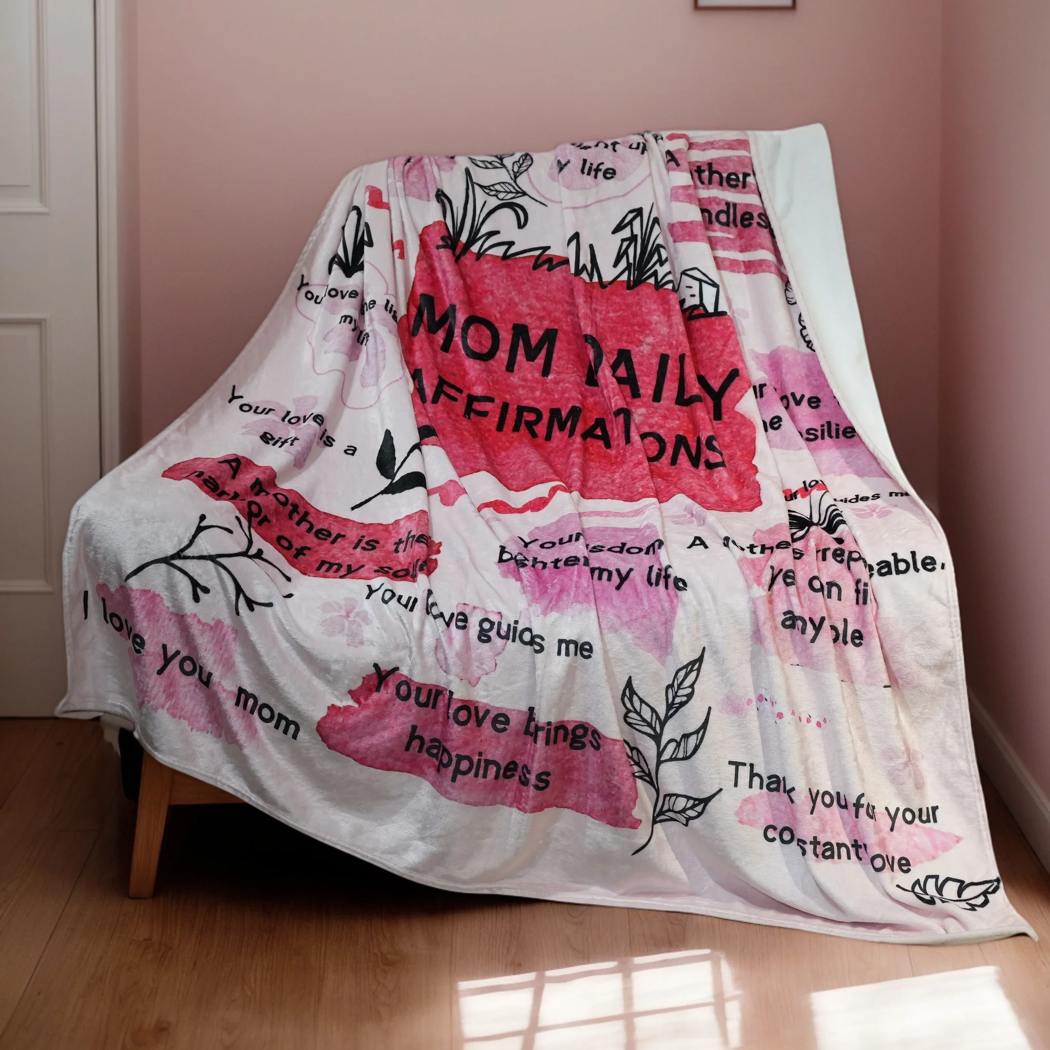

Одеяло Affirmation Mom — супермягкое флисовое покрывало для кровати или дивана, продуманный подарок на день рождения для мамы, гриба или свекрови
