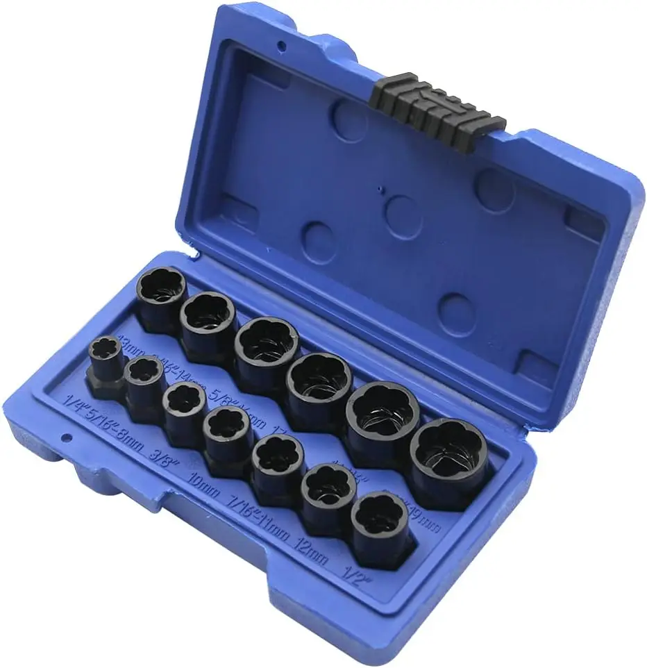 13 Piece Extraction Socket Set, Impact Bolt Nut Remover Set, Bolt Extractor Tool Set with Storage Case Nut Extractor and Bolt Extractor Socket Set
