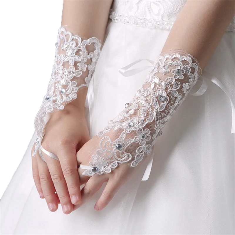 Girls Princess Gloves Girls Dress Glove Lace Diamond Photography Costume