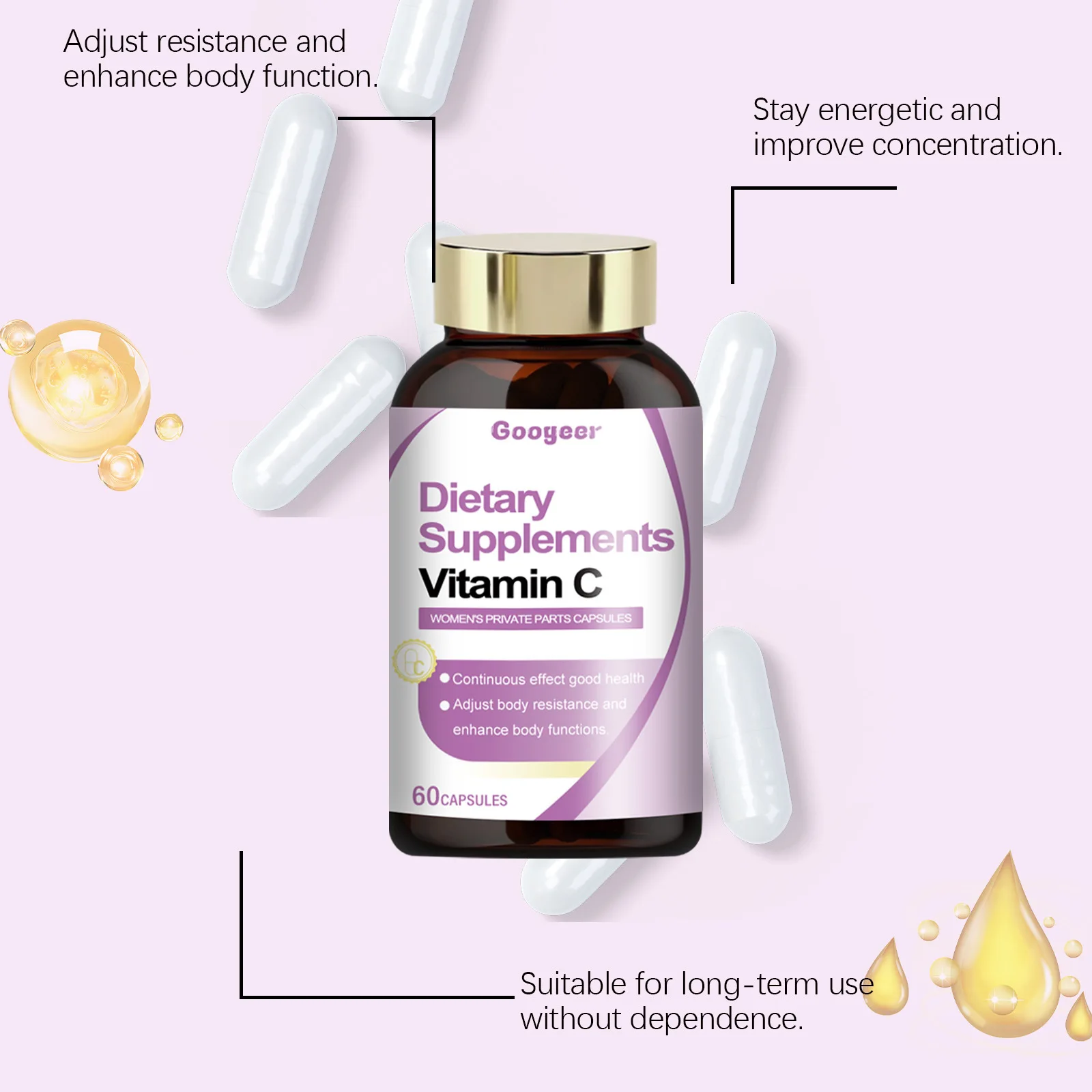 Googeer 60 шт. женские капсулы для интимных частей, оральный витамин С, пробиотическая добавка, поддержка питания, женские капсулы для интимных частей