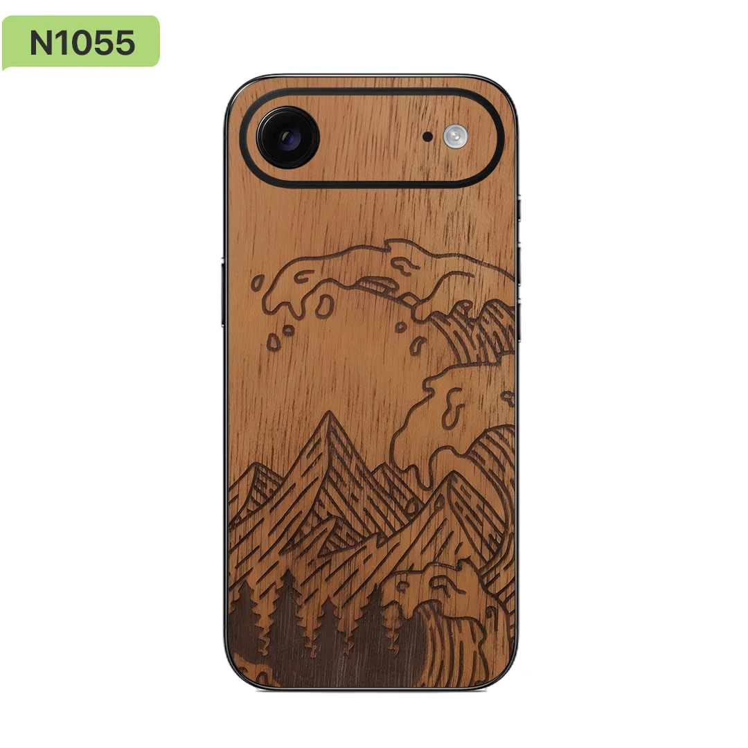 Nexa Skins Vinyl Premium، مجموعة خشبية IA017، شارات متينة مقاومة للخدش لهاتف iPhone 17 Air