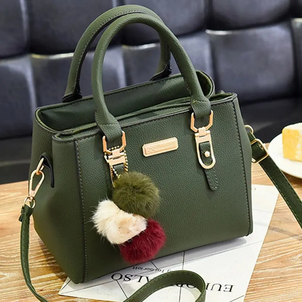 Luxury PU Leather Women’s Tote Bag fashion ​Plush Tassel Messenger Bag Adjustable Strap Crossbody  Shoulder Bag