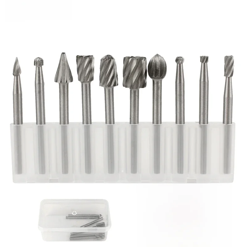 6/10pcs Set HSS Routing Router Drill Bits Set for Dremel Carbide Rotary Burrs Tools Wood Stone Metal Root Carving Milling Cutter