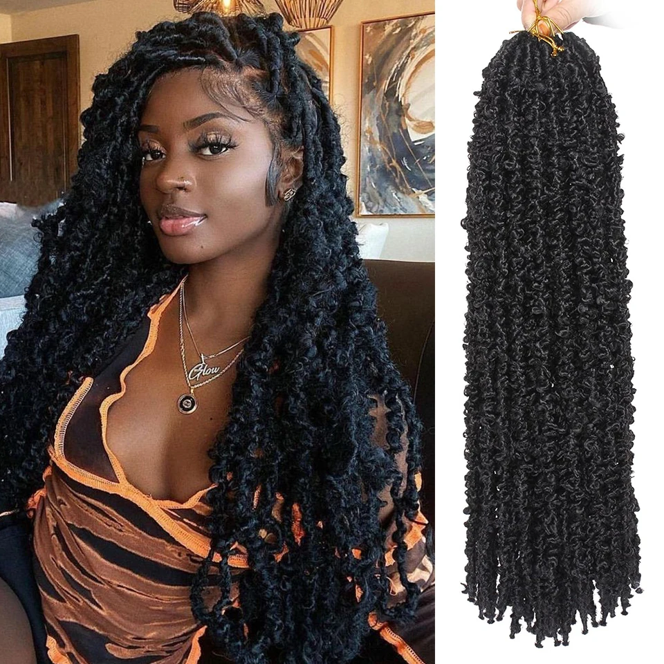 Butterfly Locs Crochet Hair Extensions Synthetic Bow Tie Crochet Braids Pre-Looped Goddess Butterfly Soft Locs Crochet Braids