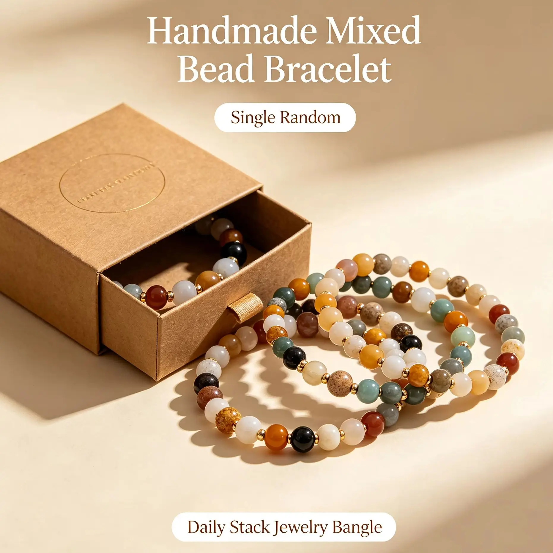 Handmade Mixed Bead Bracelet Blind Box Single Random Fashion Daily Stack Jewelry Bangle
