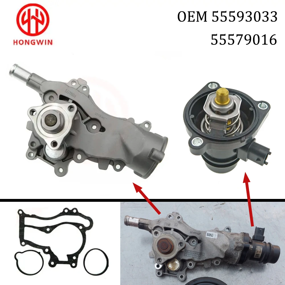 Engine Water Pump & Coolant Thermostat  55579016 55593033 55561629 For Vauxhall Opel Adam Corsa D E Astra J Chevrolet Cruze Aveo