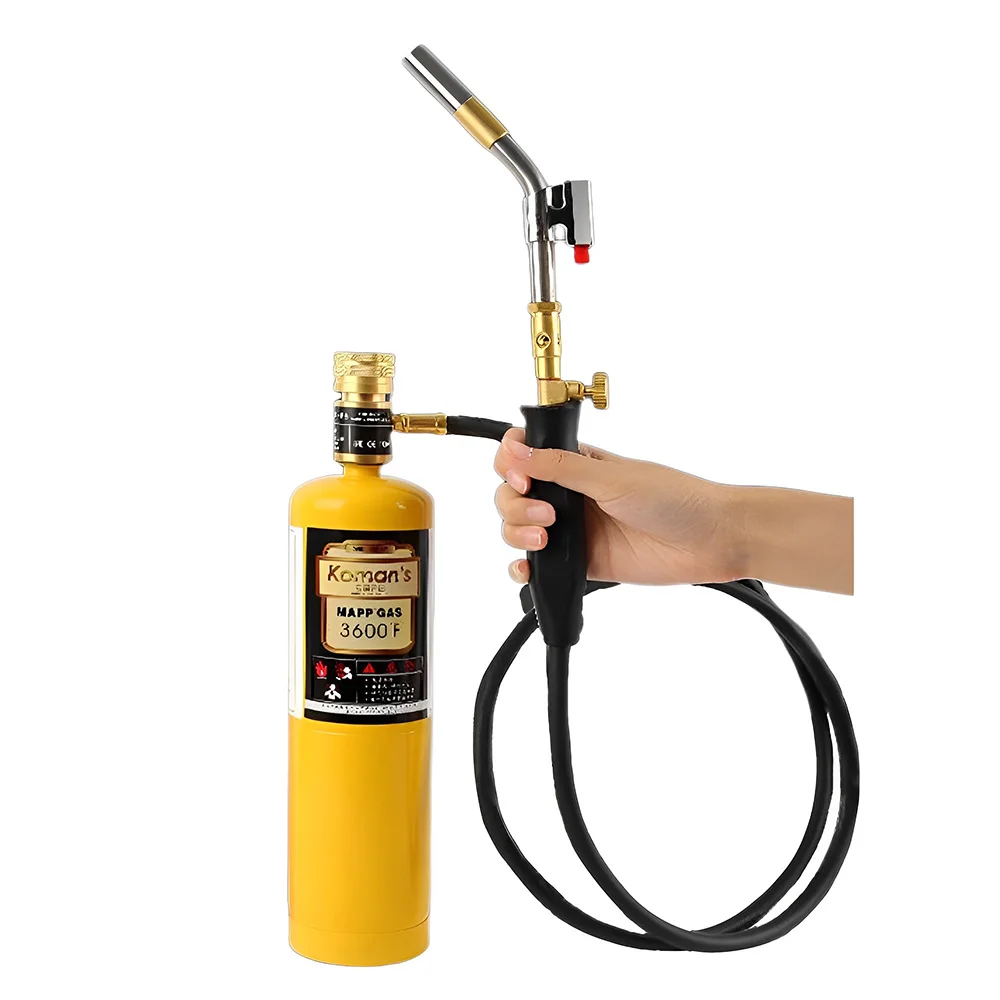 Mapp Torch Gas Welding 3600° F Flame Brazing Tool with 1.5m Hose Propane Heating Welding Gun with Electronic ignition