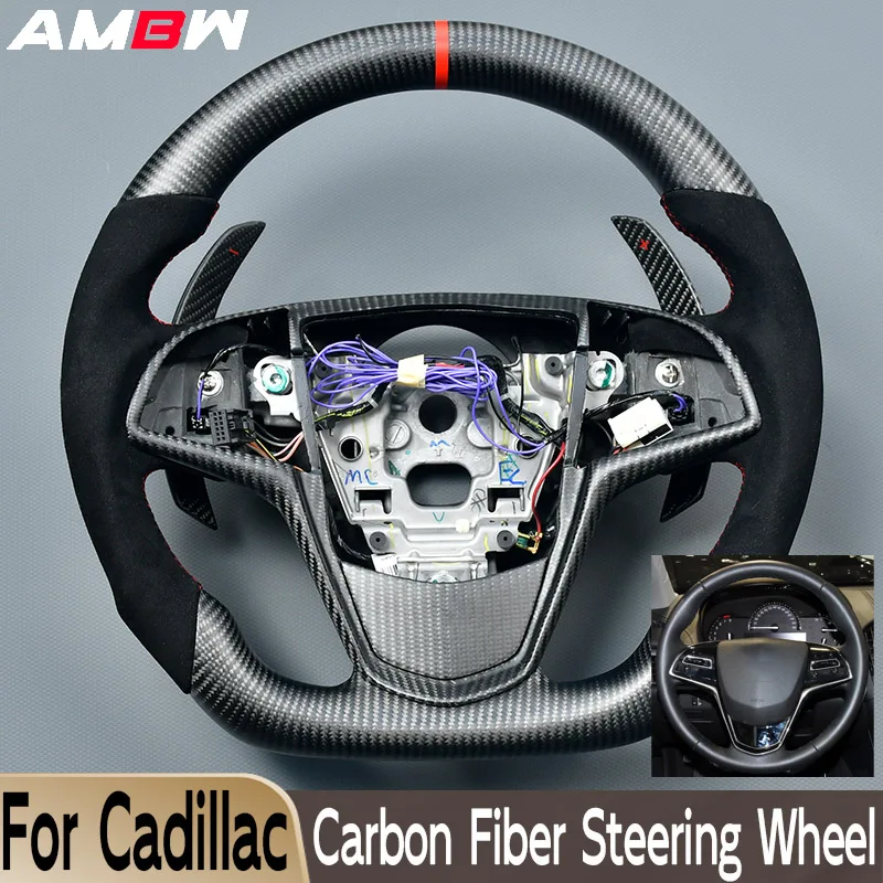 

LED customized Car Steering Wheel Carbon Fiber Perforated Leather Suitable For Cadillac Ats Ct 2014 2015 2016 2017