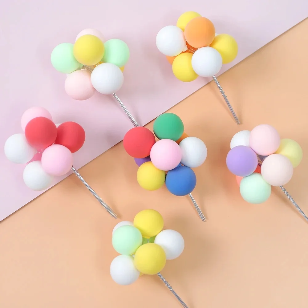 Décoration de gâteau boule de mélange de couleurs joyeux anniversaire décoration de gâteau bricolage Cupcake drapeau ornement mariage boule de noël cadeaux décor