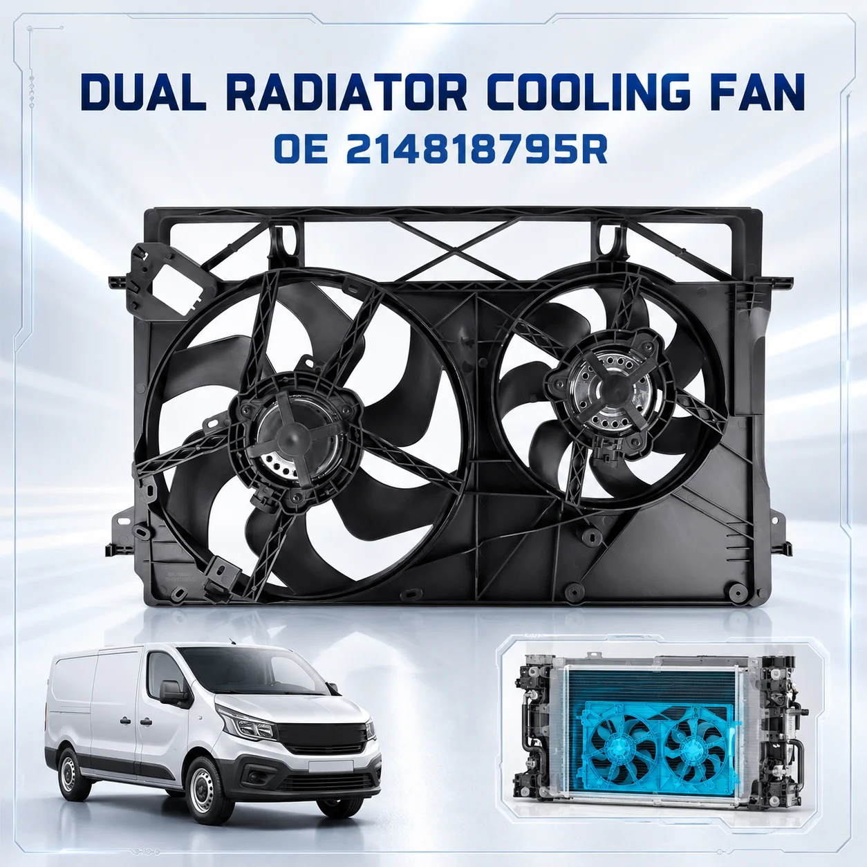 Image of AP02 Doppelkühler-Lüftereinheit 214818795R für Renault Trafic III Opel Vivaro B Nissan NV300 Fiat Talento 1.6 Diesel