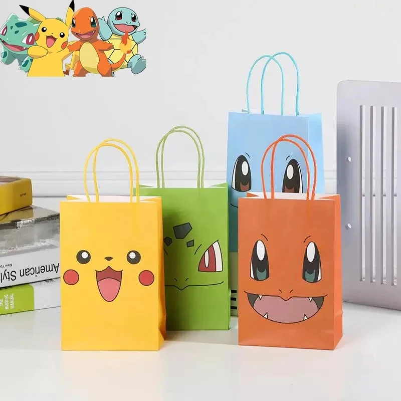 4 Stücke Pokemon Süßigkeiten Papiertüte Anime Cartoon Pikachu Geschenk Top Verpackung Spielzeug Hobbies Event Party Supplies Geschenktüte