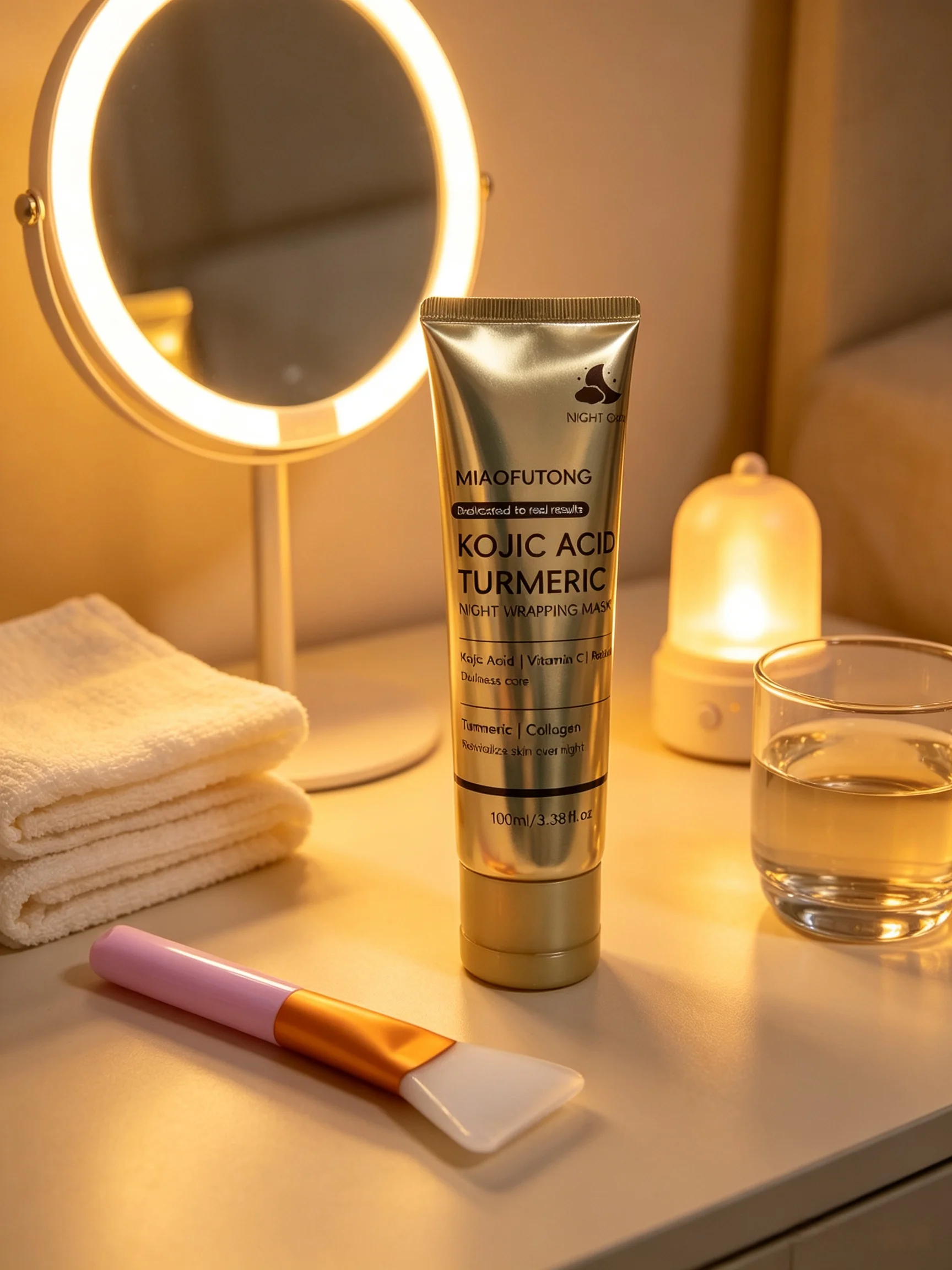 Skincare Vitamin C - MIAOFUTONG Kojisäure-Kurkuma-Nachtmaske, Übernacht-Gesichtsmaske mit Vitamin C,