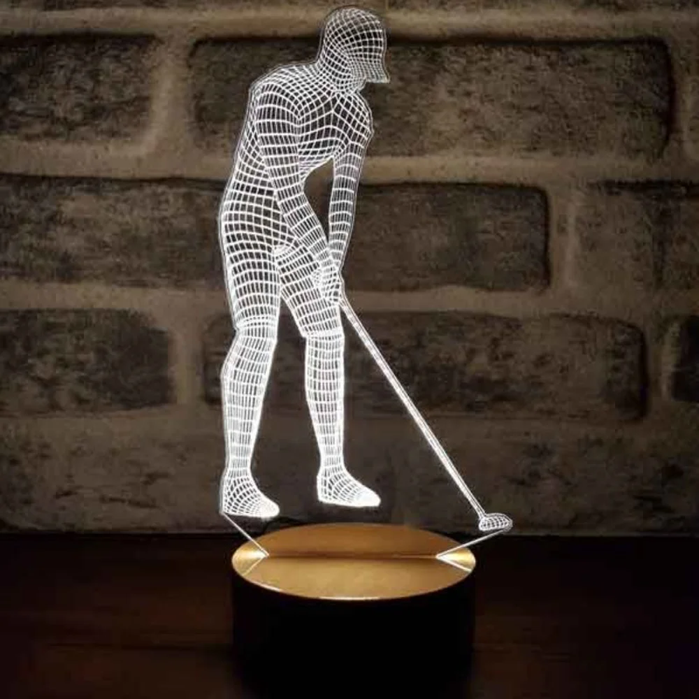 Decorative Gift LED Table Lamp with Golfer Figure - Sports Enthusiast's Night Light