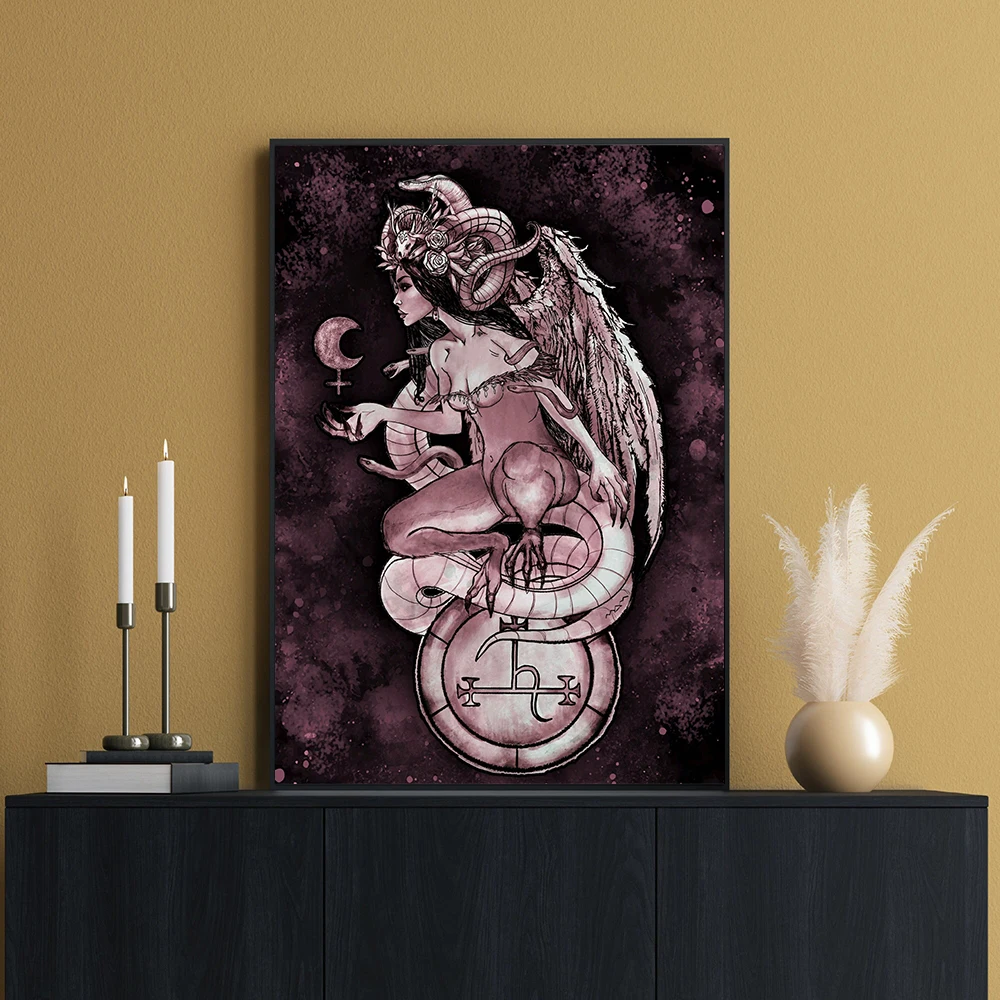 Lilith Occult Mother of Demons Goddess Poster Garden of Eden Prints Dark Goddess Witchcraft Canvas Painting Living Room Decor